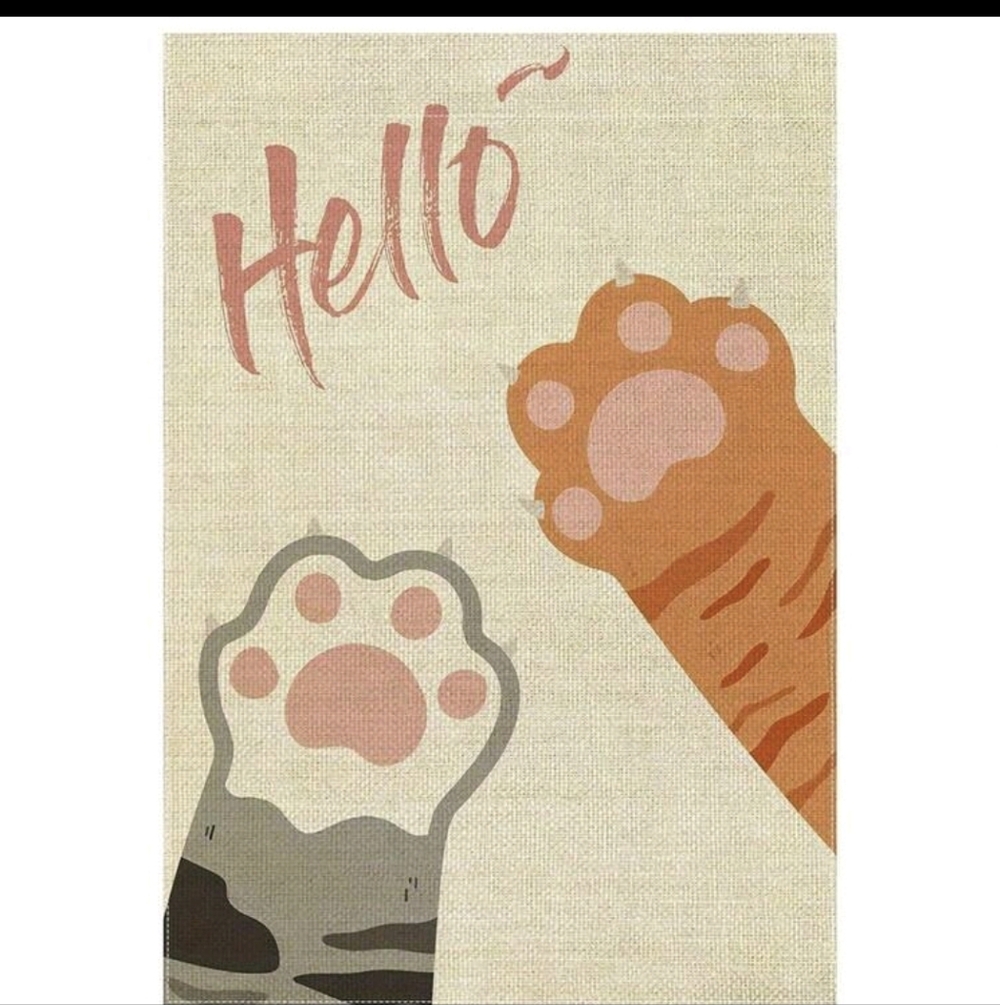 Hello Cat Paw Garden Flag